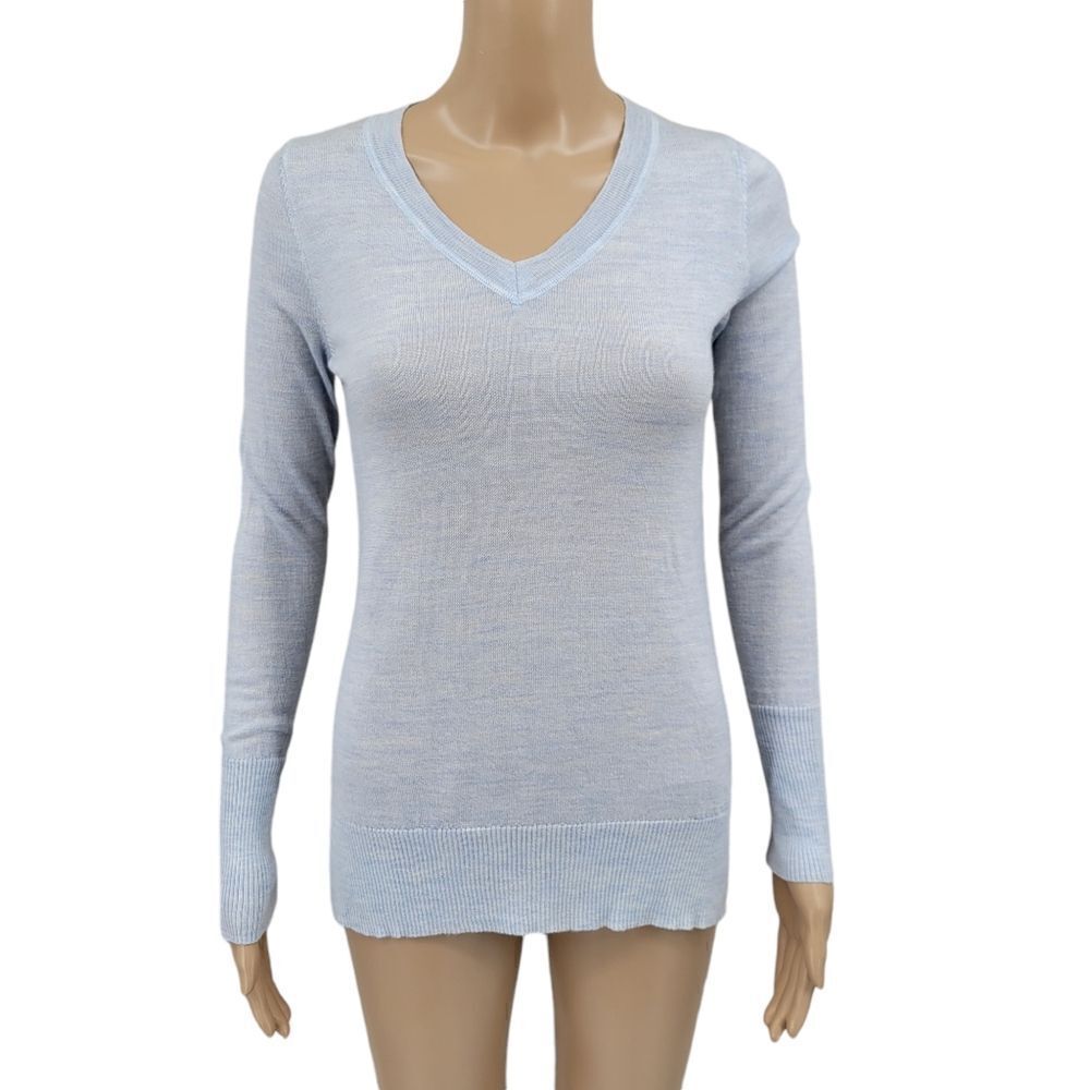 Fenn Wright Manson Pale Blue Merino Wool Vneck Sweater Women's Small